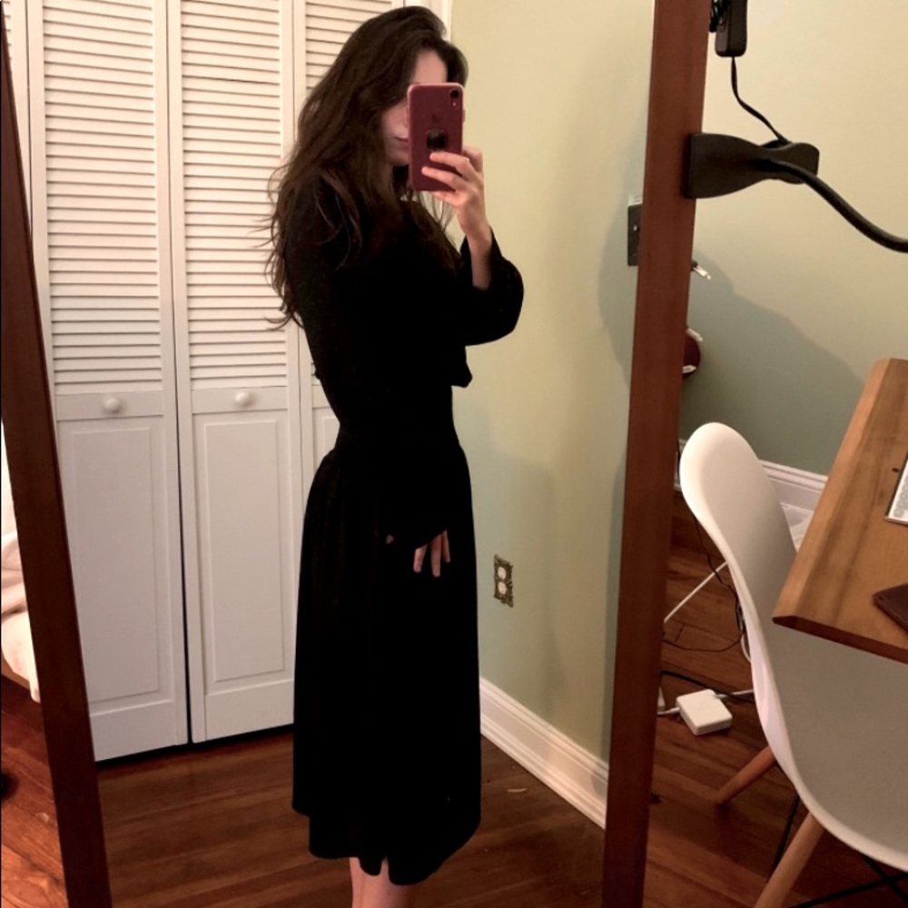 Zara, size s, black cinched waist dress w/ collar